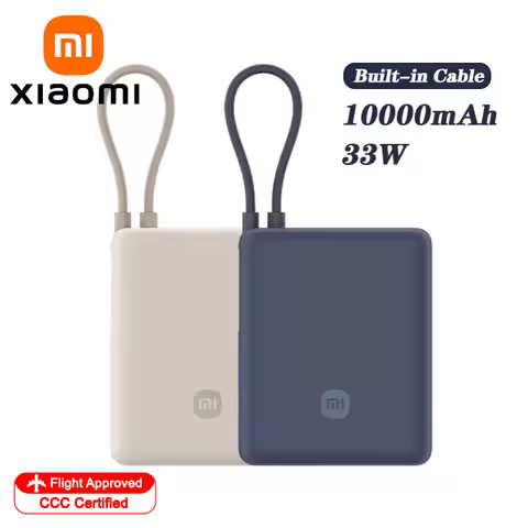 XIAOMI Power Bank 10000 mAh 33 W with Built‑in USB‑C Cable – 2‑Way Fast Charge,Portable Powerbank Fo
