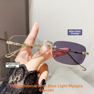Silver Rimless Plain Y2K Stylish Glasses For Women