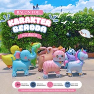 4D Balloons with Wheels, Animal Characters, Unicorn Foil Balloons, Easy to Play, 4D Foil Balloons, C