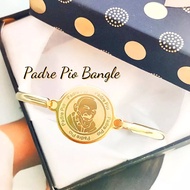 PADRE PIO Bangle Stainless Steel Gold padre pio bangles for women slim plain bangles for women