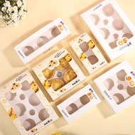 Egg Tart Box Egg Tart Packaging Box 2/3/4/6 Pieces Disposable Baking Portuguese Egg Tart Window Pack