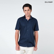 OLYMP  LUXOR Shirt เสื้อเชิ้ตชายแขนสั้น สีกรมท่า  ทรงหลวม ใส่สบาย รีดง่าย SUMM24