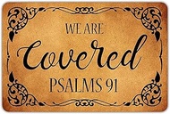 We are Covered Psalms 91 Doormat Mat for Home Indoor Farmhouse 16x24 inch