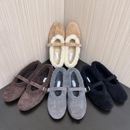 Pure Source Niche 2025 Winter Edition ALAIA* Round Head Sheep Wool Mary Jane Shoes for Women Comfort