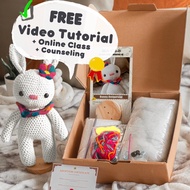 [EMULA] DIY Crochet Bunny Amigurumi Kit / Do It Yourself Kids Crochet Rabbit Doll Set Crochet Eyes S