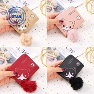 Women's Zipper Wallet Short Mini Card Holder Solid Ball Fur Holder Card Kitten Zipper Color G6b4
