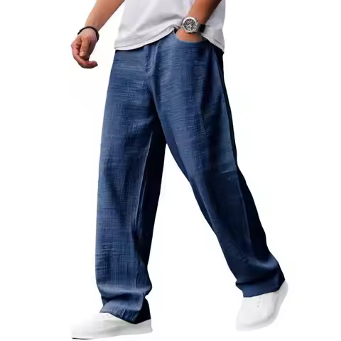 New Spring Summer Men's Cotton Linen Pants Breathable Solid Color Linen Trousers Men Casual Fitness 