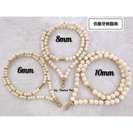 Amulet Necklace 佛牌项链｜6mm, 8mm, 10mm 高品树脂珠 (仿象牙)｜泰国进口镭射镀金配件