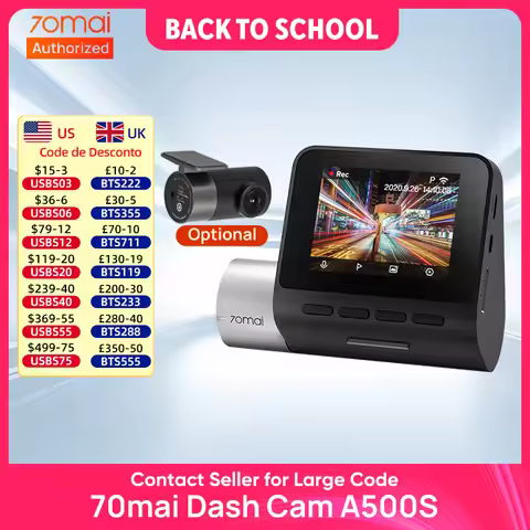 70mai A500S Dash Cam Pro Plus+ 1944P 140FOV 70mai Car DVR Support Rear Cam WIFI Built-in GPS ADAS 24