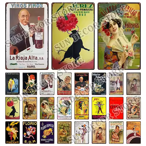 JEREZ FLORIO Spanish Wine Retro Metal Sign Plaque Vintage Tin Wall Decor Club Man Cave Bar Decoratio