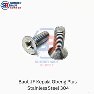 JF M6x25 Baut Kepala Obeng + Rata Stainless SS 304 Flat Head M6 x 25