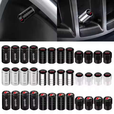 4Pcs For Audi Sports A4 B5 B6 B9 A1 A3 8L A6 C5 C7 Q3 Q5 Q7 Car Tire Tyre Valve Dust Caps Stem Cover