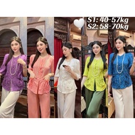 Pagoda outfit, blue ba ba brocade outfit, round neck, elegant jade button pocket - 2CE TWO SISTERS H
