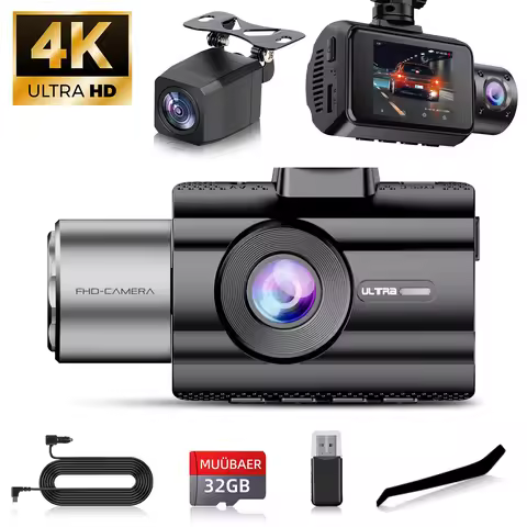 Dash Cam for Cars 3 Channel Car DVR 4K Camera Video Recorder Front and Rear Inside View Camera for V
