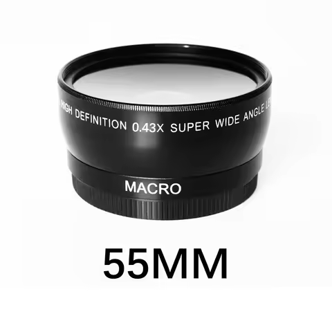 55mm 2 in 1 HD 0.43X Super Wide Angle Macro Lens for 55mm Filter Size Canon Nikon Sony Camera Lens T