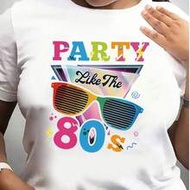 80s Retro Music Fashion, Disco Music Culture Graphic T-Shirt, Vintage Style, Colorful Text With Retr