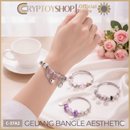 CTS Gelang Bangle Panjia Titanium Baja / Gelang Bulat Adjustable Bandul Charm Bracelet Gelang Viral