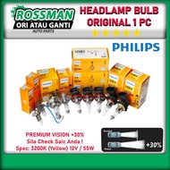 Original Philips 3200K Halogen Headlight BULB H1 H3 H4 H7 H8 H11 HB3 HB4 Saga / Wira / Exora / Myvi 
