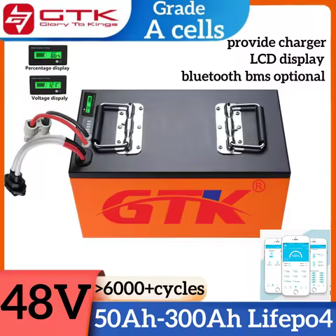 GTK 48V 200Ah Lifepo4 Battery 10KW 50Ah 80Ah 100Ah 150Ah 200Ah 250Ah 300Ah for 1000W 2000W 3000W 500