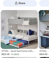 IKEA VITVAL Bunk Bed Frame with Pull-out Bed