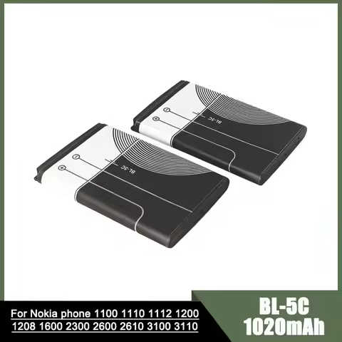 3.7V 1020mAh Battery BL-5C BL5C Rechargeable Batteries For Nokia Radio Phone 1100 1110 1200 1208 128