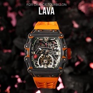 jam OFTEQ FQ11 LAVA Carbon Fiber Tourbillon Watch