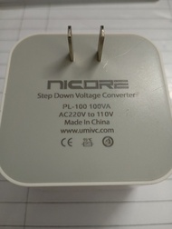 Nicore PL-100 100VA step down voltage converter 220 to 110V