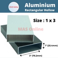 1 x 3 Aluminium Hollow Rectangular Hollow / Segi Empat Hollow / Bar Berongga Aluminium 长方通 -2ft/ 4ft