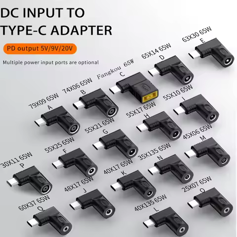 1pc PD Power Jack Connector DC to Type C Universal Laptop Charger to 65W USB C PD Adapter Converter 