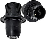 E14 Plastic Bulb Socket, Spring Clamp, Half-Thread, Black, Ideal for Table Lamps, Decoration, and Li