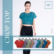 Livan LV24N01F207 Drawstring Mesh Crop Top for Gym Yoga Outerwear, Breathable, Easy to Match Bra, Na