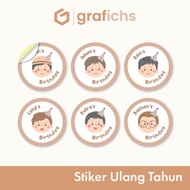 [54 pcs] Stiker Bulat Ulang Tahun Birthday GISH101-110 by Grafichs
