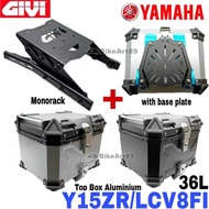 GIVI Monorack Yamaha Y15ZR LC135 V8 FI Top Box Aluminium 36L 36 Liter with Base Plate Motorcycle Kot