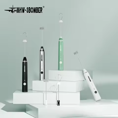 MHW-3BOMBER Electric Milk Frother Sponsored Portable Handheld Rechargeable Whisk Drink Mixer Foamer 