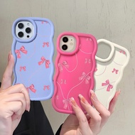 3D Pink Bowknot Wave Phone Case For Motorola G14 G35 G55 G22 G32 E14 G04 G05 E13 E22 Shockproof Full