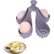 Silicone Egg Boiler Rack for 4 Eggs, 2-in-1 Egg Cooker and Storage, Perfect for Soft or Hard Boiled 