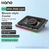 LLANO V12 RGB Laptop Cooling Pad untuk permainan, 2800RPM, Turbo-Fan berkuasa, dengan kelajuan berub