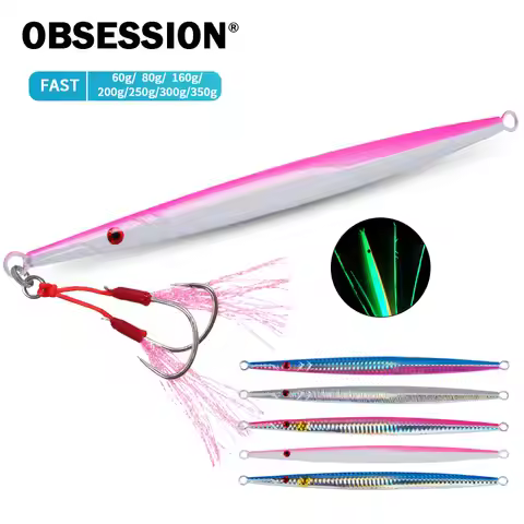 OBSESSION J5 60g 80g 160g 200g 250g 300g 350g Metal Jig Fishing Bait Sinking Jigbait Saltwater Lumin