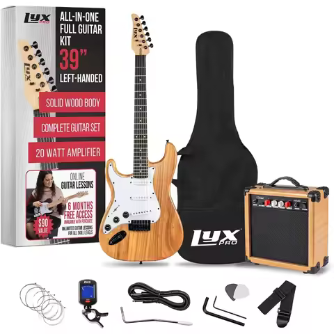 Left Hand 39 Inch Electric Guitar and Starter Kit for Left-Handed Players Including Full Size Beginn