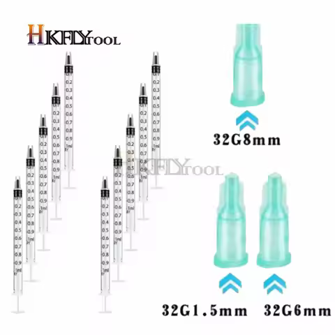 1ml Syringes + 30G 4MM 13mm 25mm 20G 21G 23G 25G 22G Injection Needles Injection Tool Sharp Pointed 