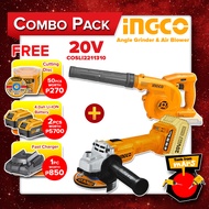 Ingco 20V Combo Kit Li-Ion Lithium-Ion Cordless Angle Grinder with Battery Charger Cutting Disc COSL