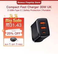 Baseus PD Fast Charging 2 USB Type C Charger Compatible For iPhone/Huawei/Xiaomi (30W)
