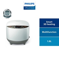 PHILIPS Rice Cooker 1.8L - HD4515/67, Smart 3D heating system, 8 programmes, Large Display Panel, Bakuhanseki inner pot