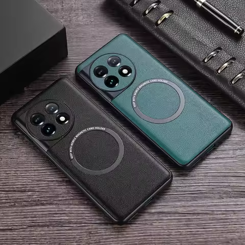 PU Leather Case for Oneplus 11 5G For Magsafe Magnetic Wireless Charging Shockproof Cover For Oneplu