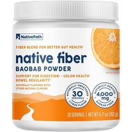 NativePath Organic Baobab Prebiotic Fiber Powder - Digestive Health Supplement - Natural Orange Flav