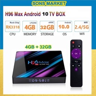 TV BOX H96 MAX RK3318 STB SET TOP BOX RAM 4GB ROM 32GB 4/32 -Colorblind
