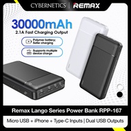 REMAX Lango Series RPP-167 30000mAh 2.1A Fast Charged Power Bank Dual Output Ports LED Light Indicator Powerbank. Local Stocks!