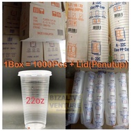 EC12Oz , EC16Oz , EC22Oz PP Cup With Dom/Flat Lid (1 Box=1000pcs) Cawan Plastik & Penutup Cawan (Sat