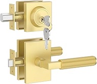 Asidrama Premium Gold Zinc-Alloy Front Door Lock Set: Double Cylinder Deadbolt, Heavy Duty Security 