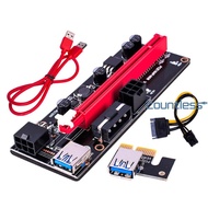 Dual LED VER009S PCI-E Riser Card 009S PCIE 1X to 16X Extender USB 3.0 Cable SATA Power for Graphics Card GPU Mining [countless.sg]